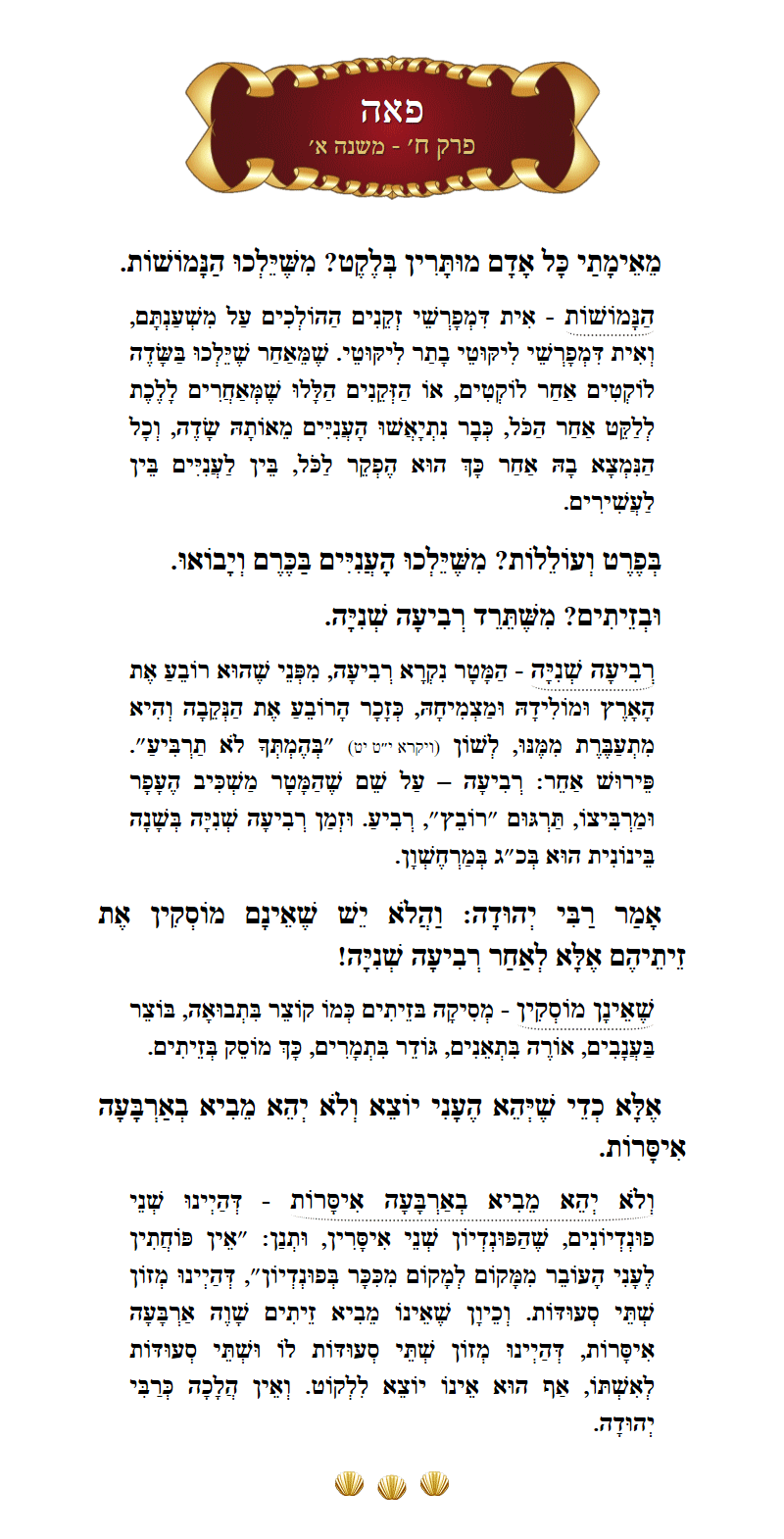 Masechta Peah Chapter 8 Mishnah 1 with commentary