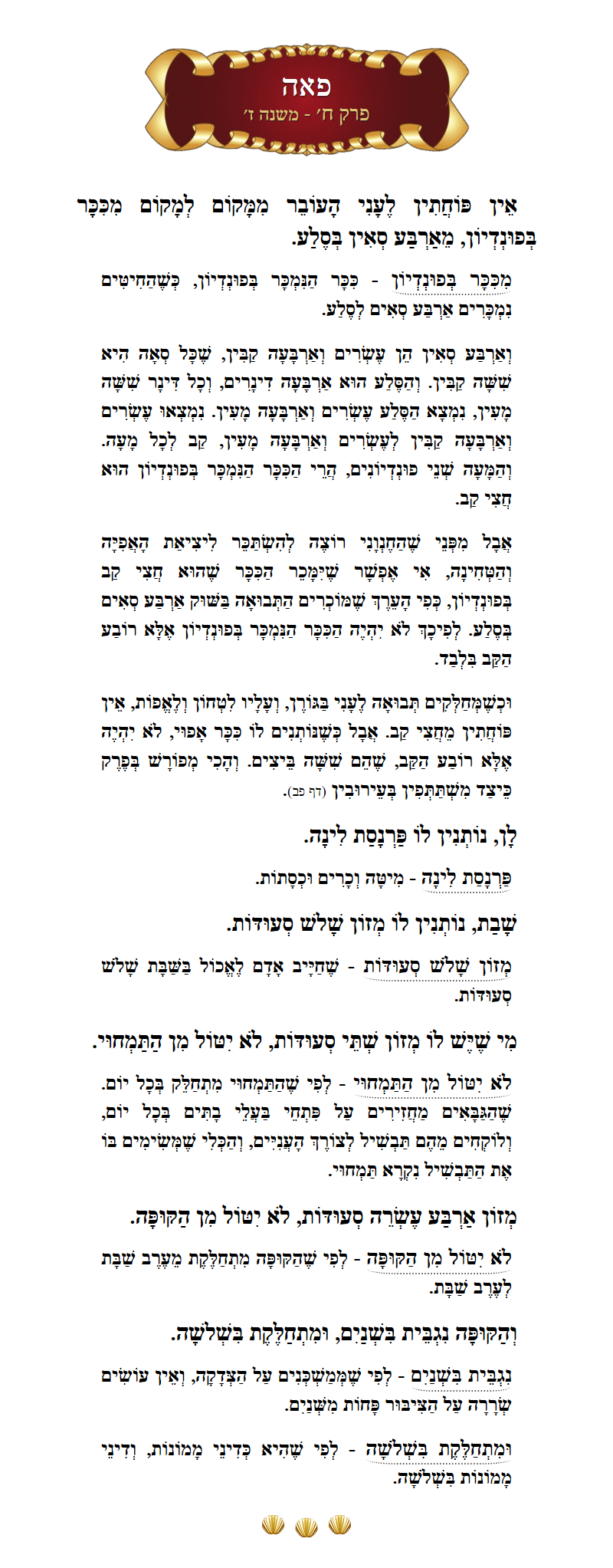 Masechta Peah Chapter 8 Mishnah 7 with commentary
