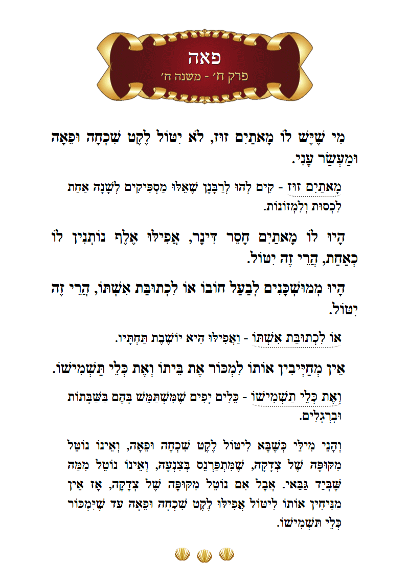 Masechta Peah Chapter 8 Mishnah 8 with commentary