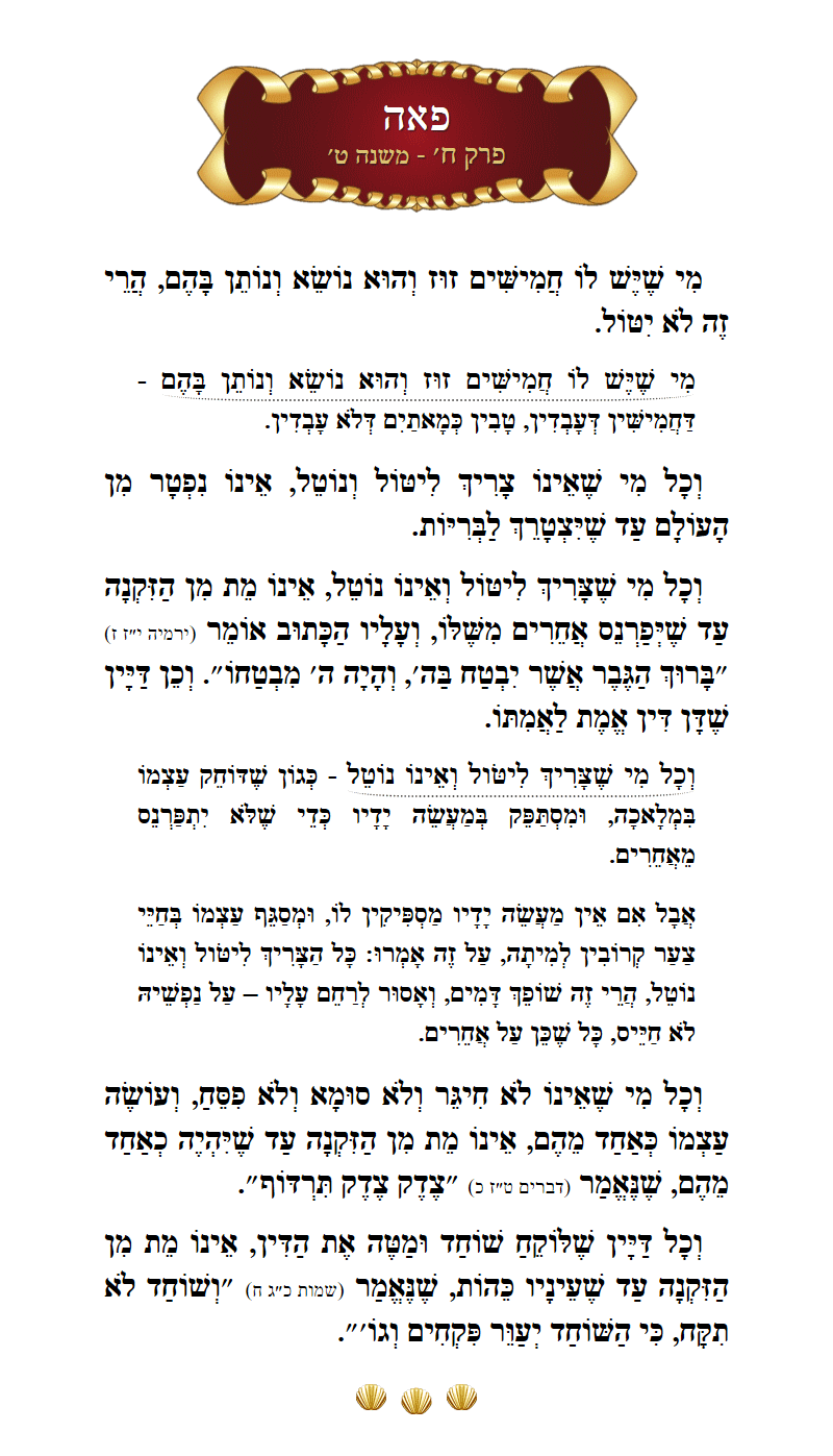 Masechta Peah Chapter 8 Mishnah 9 with commentary