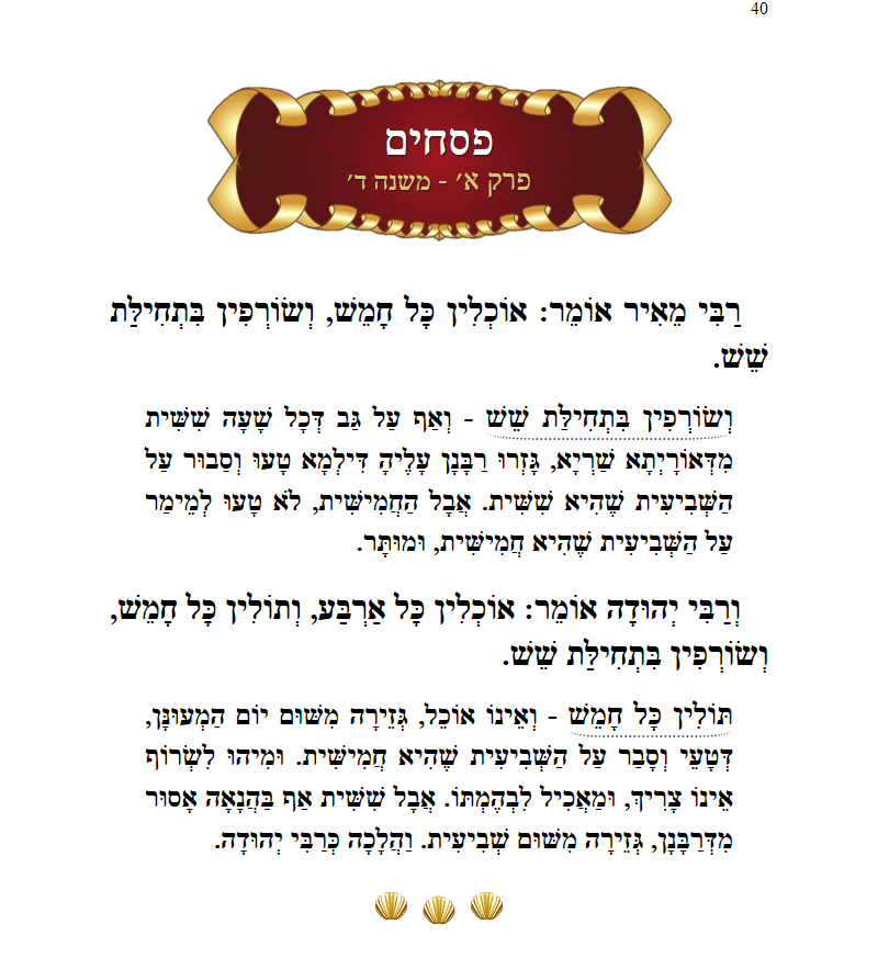 Masechta Pesachim Chapter 1 Mishnah 4 with commentary