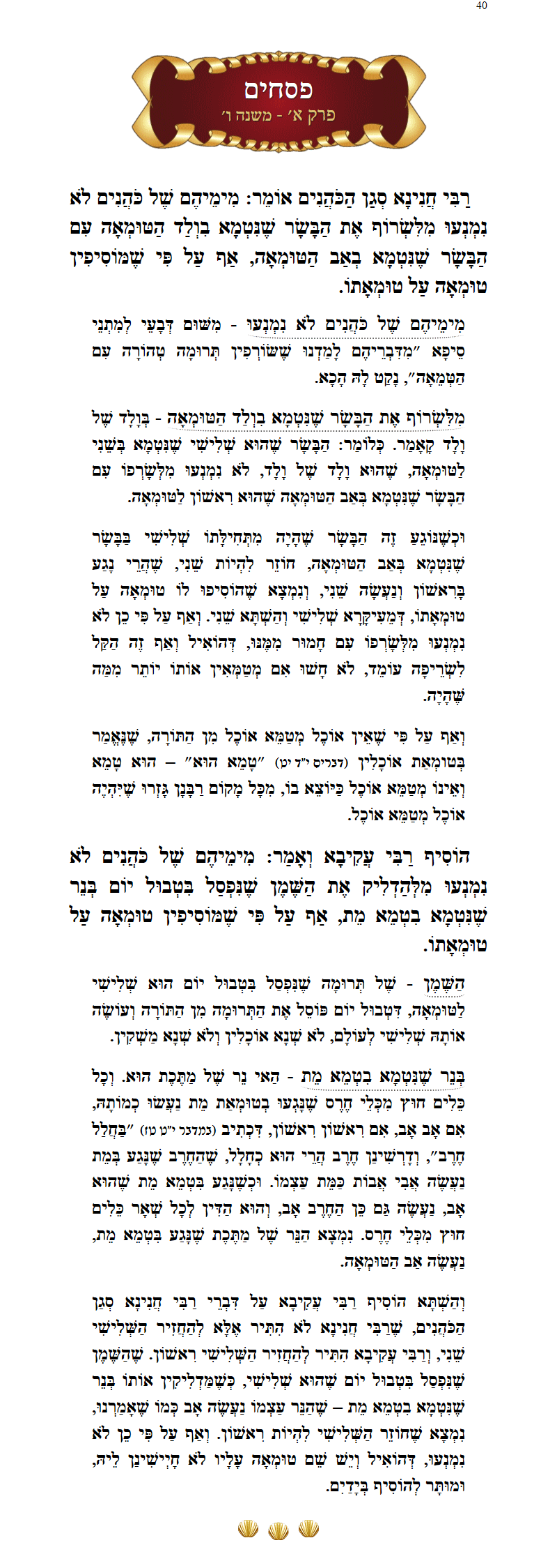 Masechta Pesachim Chapter 1 Mishnah 6 with commentary