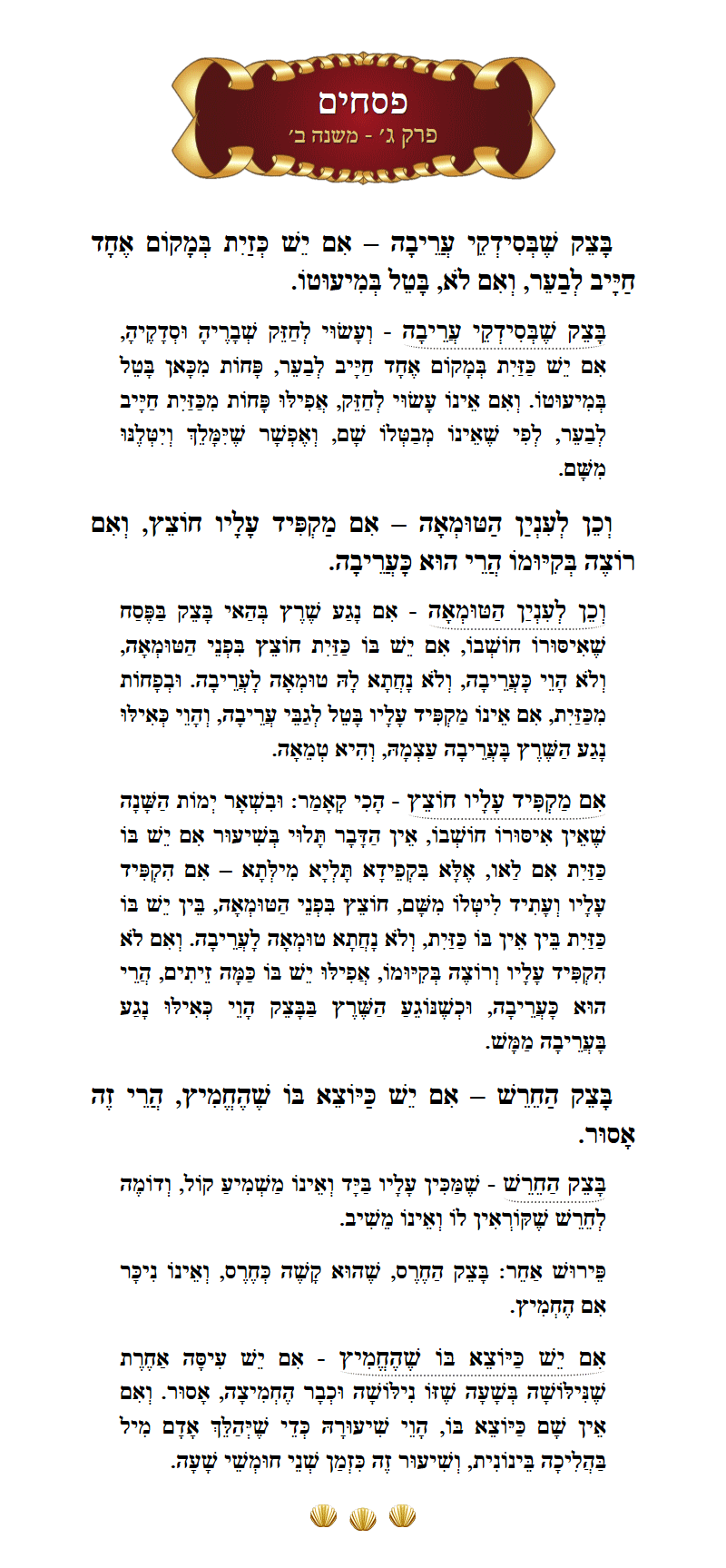 Masechta Pesachim Chapter 3 Mishnah 2 with commentary
