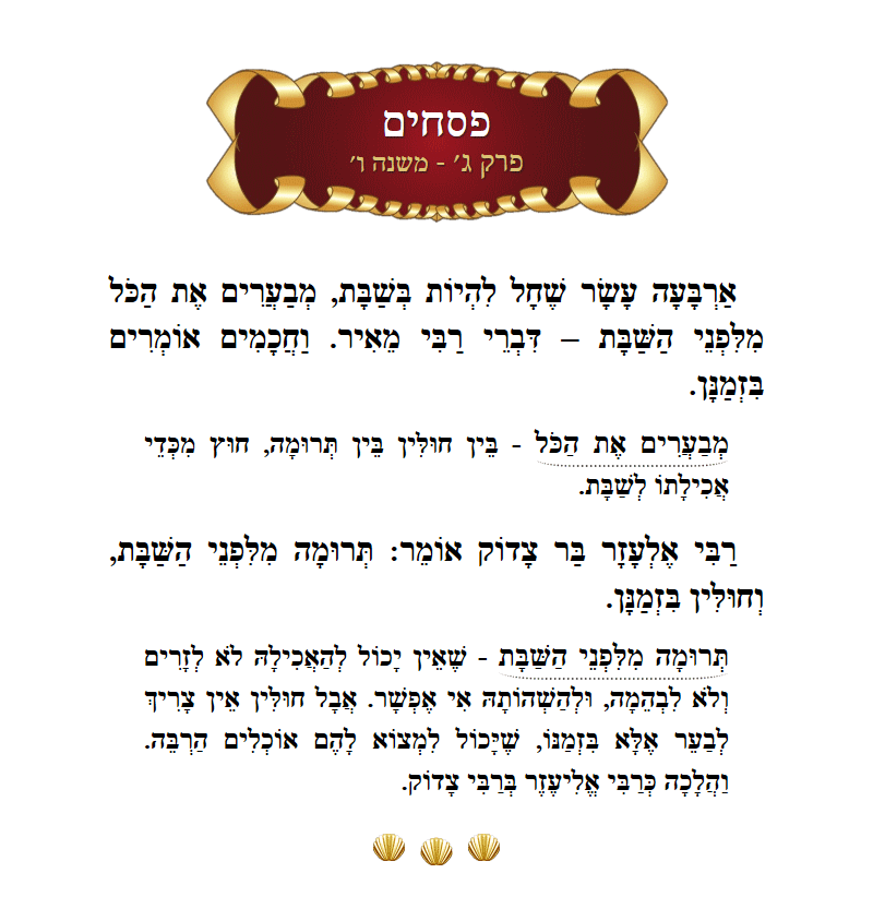 Masechta Pesachim Chapter 3 Mishnah 6 with commentary