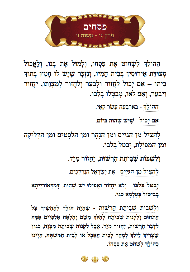 Masechta Pesachim Chapter 3 Mishnah 7 with commentary