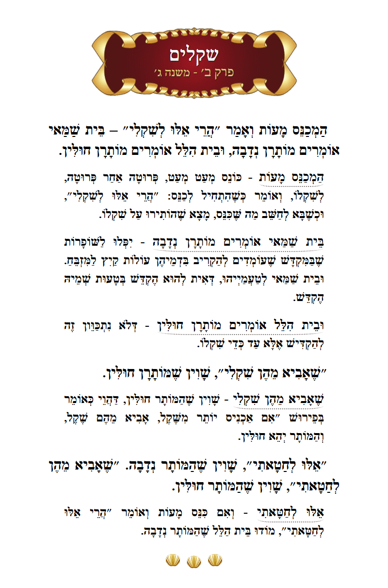 Masechta Shekalim Chapter 2 Mishnah 3 with commentary