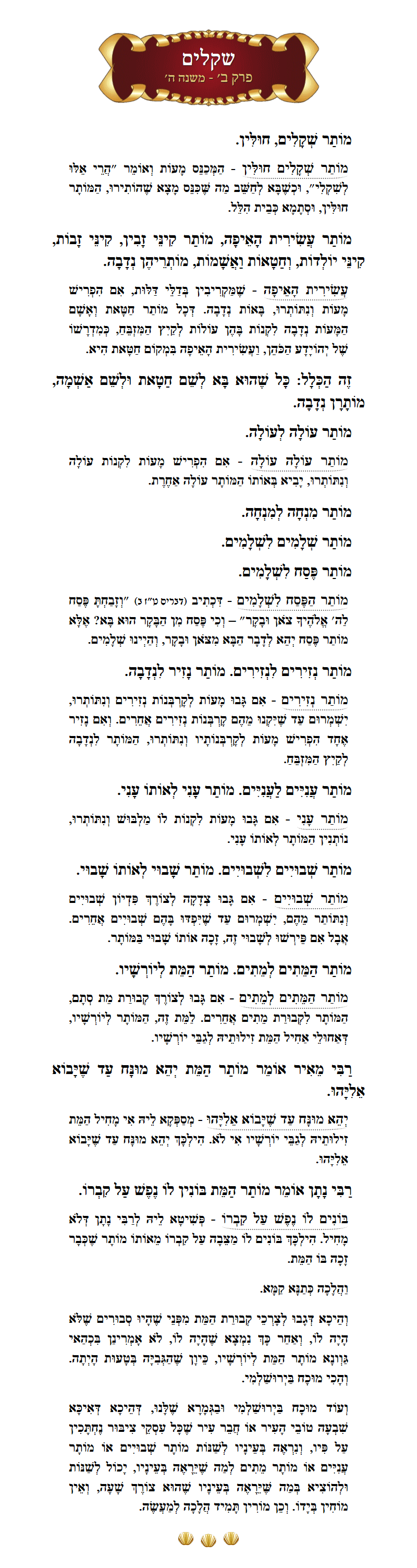 Masechta Shekalim Chapter 2 Mishnah 5 with commentary