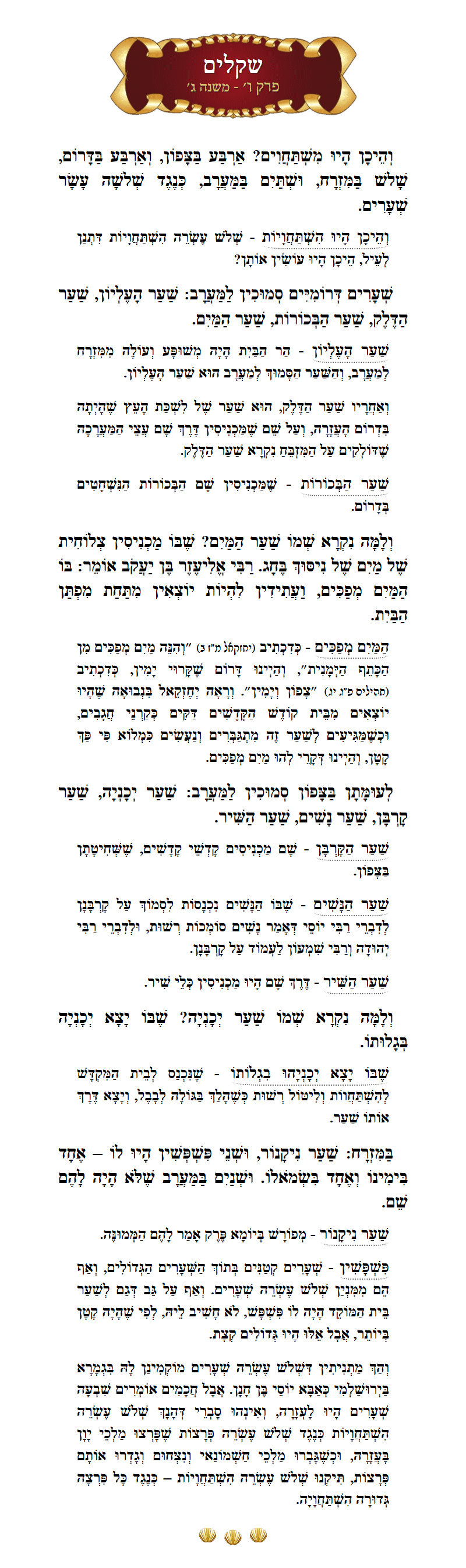 Masechta Shekalim Chapter 6 Mishnah 3 with commentary