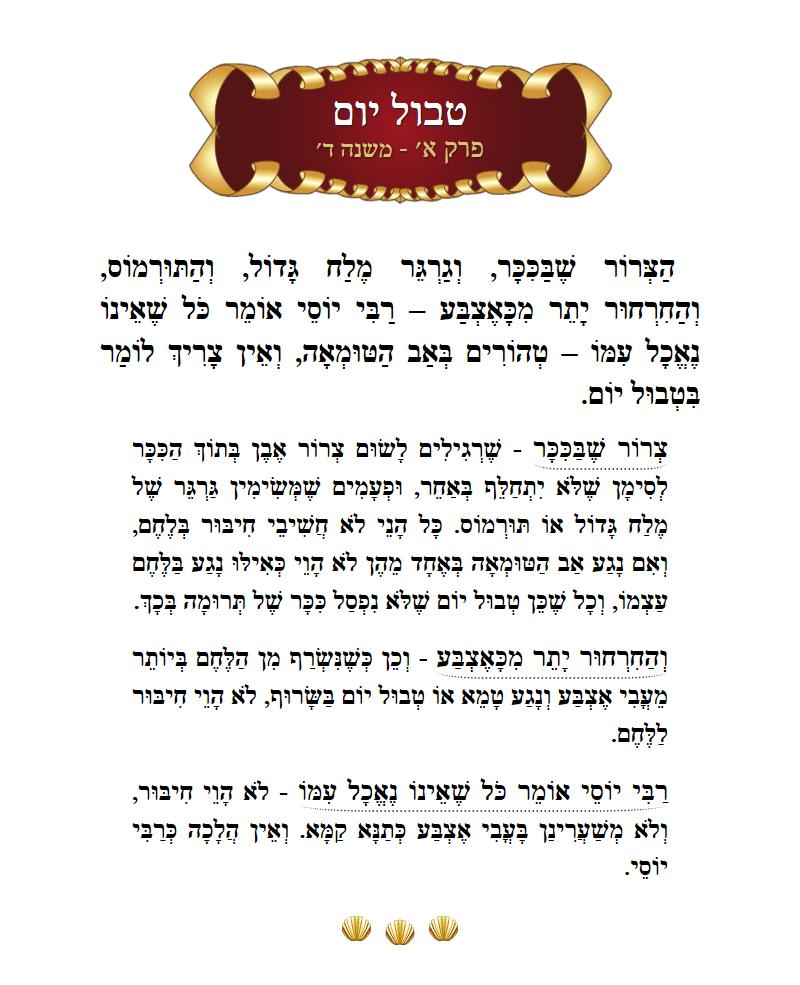 Masechta Tevul Yom Chapter 1 Mishnah 4 with commentary
