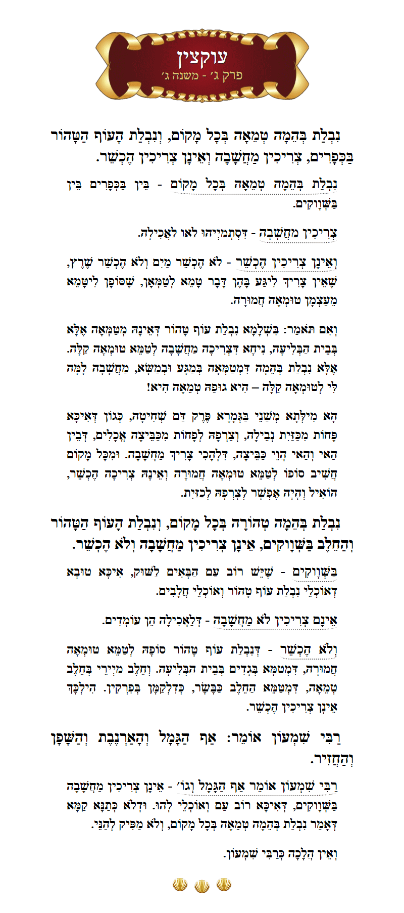 Masechta Uktzin Chapter 3 Mishnah 3 with commentary