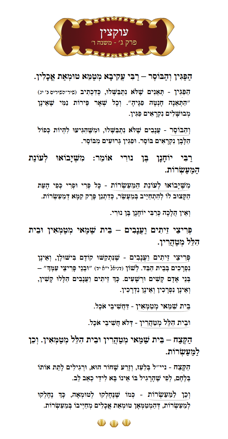 Masechta Uktzin Chapter 3 Mishnah 6 with commentary