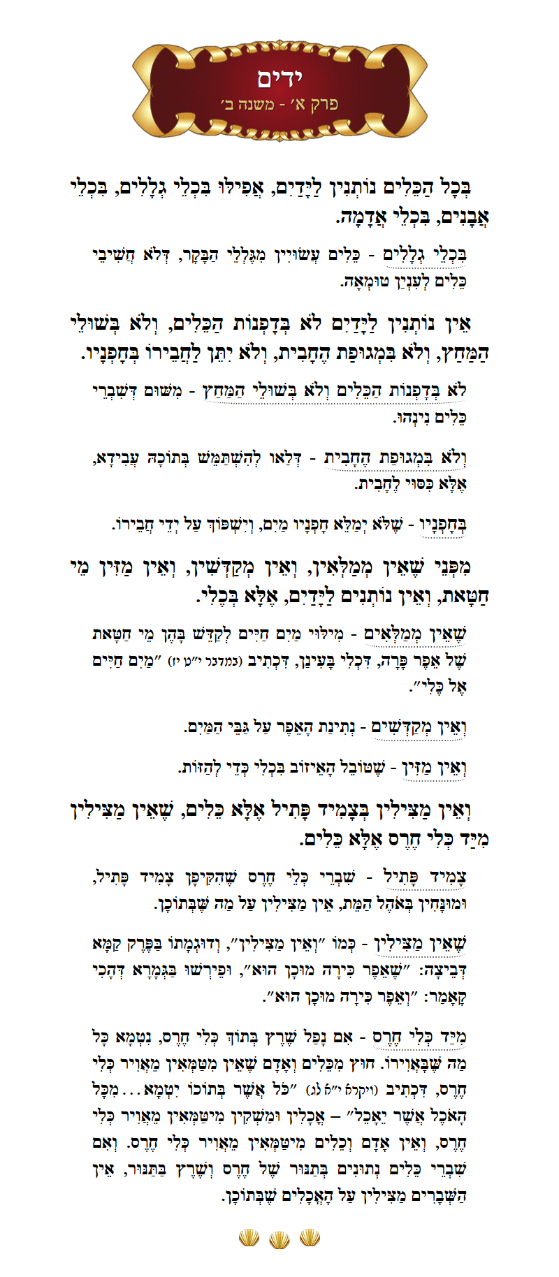 Masechta Yadayim Chapter 1 Mishnah 2 with commentary