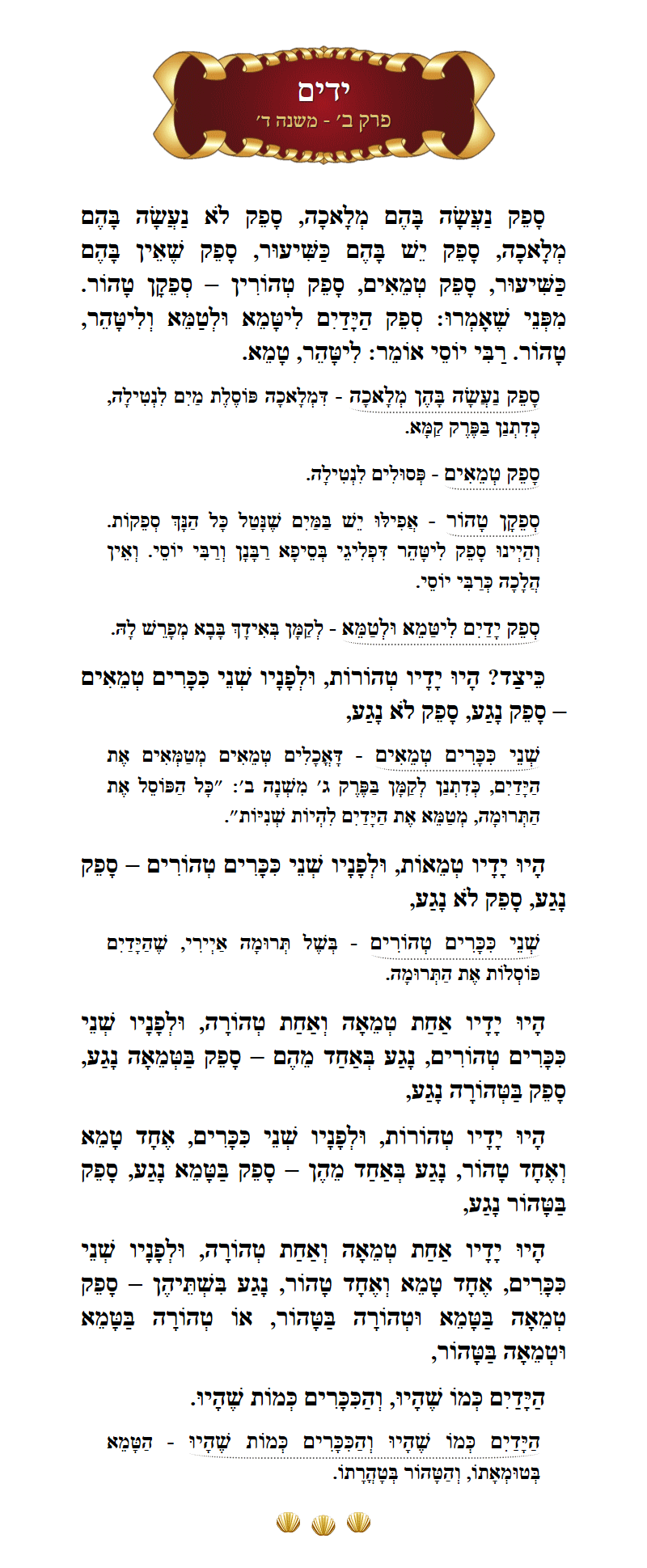 Masechta Yadayim Chapter 2 Mishnah 4 with commentary