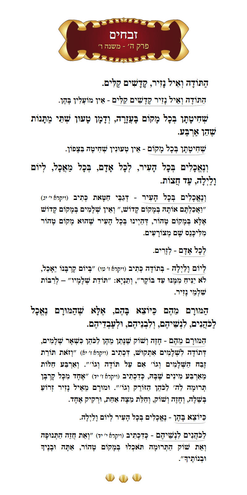 Masechta Zevachim Chapter 5 Mishnah 6 with commentary