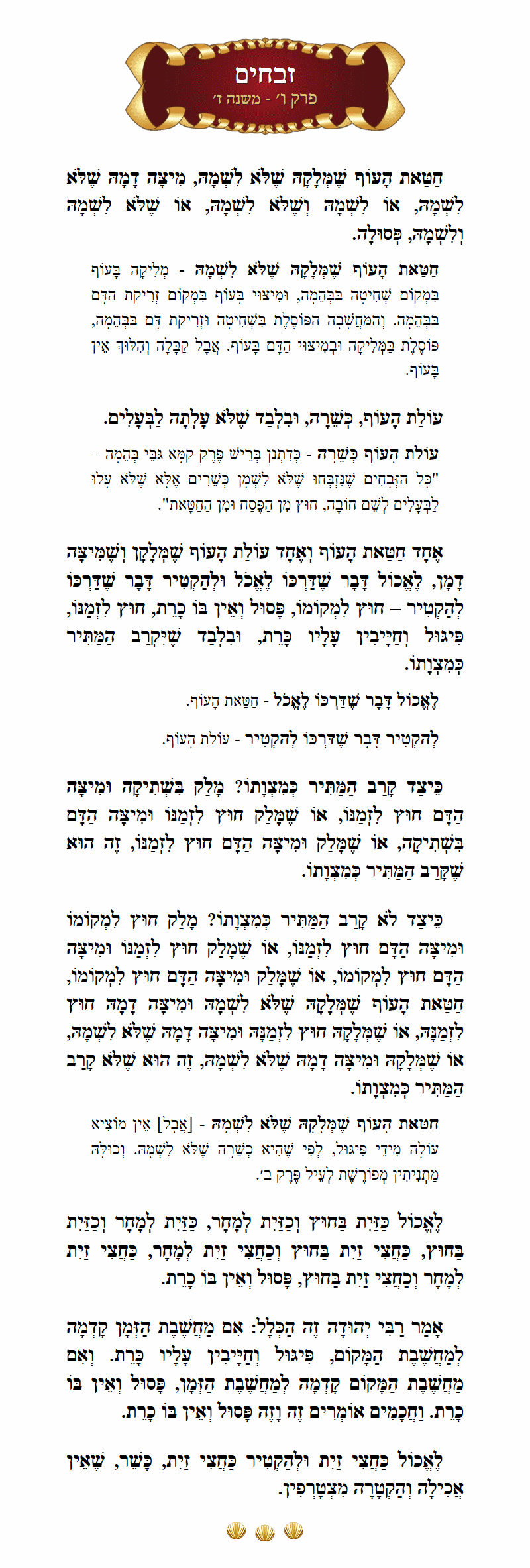 Masechta Zevachim Chapter 6 Mishnah 7 with commentary