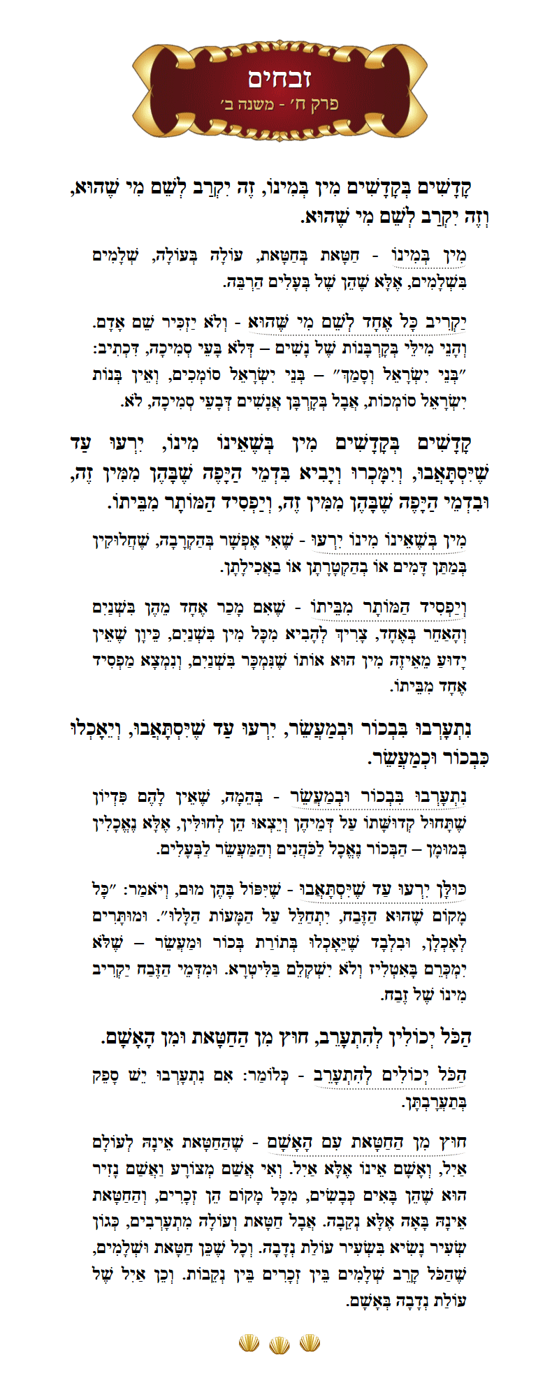 Masechta Zevachim Chapter 8 Mishnah 2 with commentary