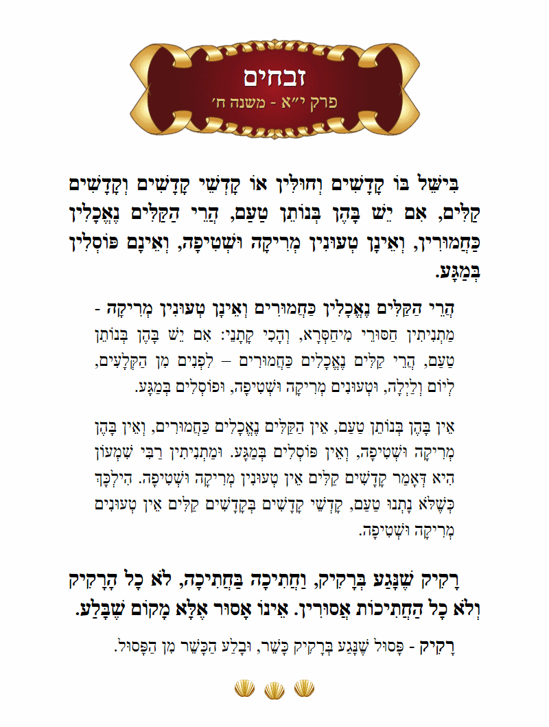 Masechta Zevachim Chapter 11 Mishnah 8 with commentary