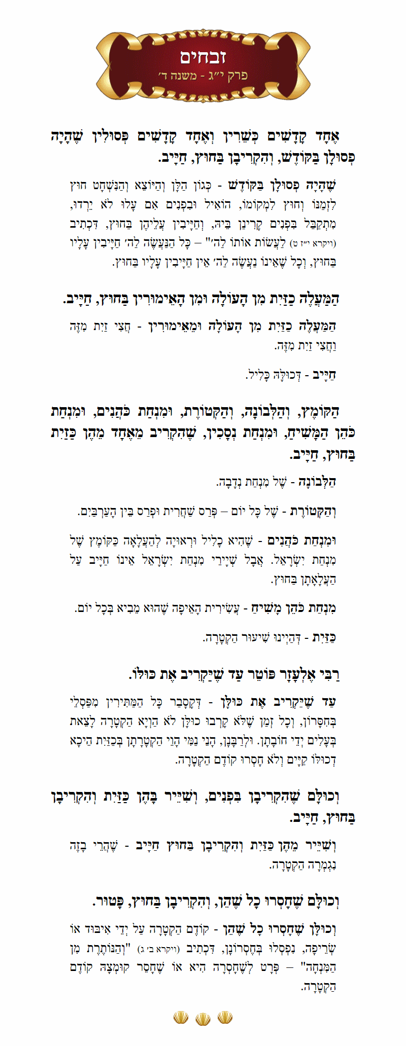 Masechta Zevachim Chapter 13 Mishnah 4 with commentary