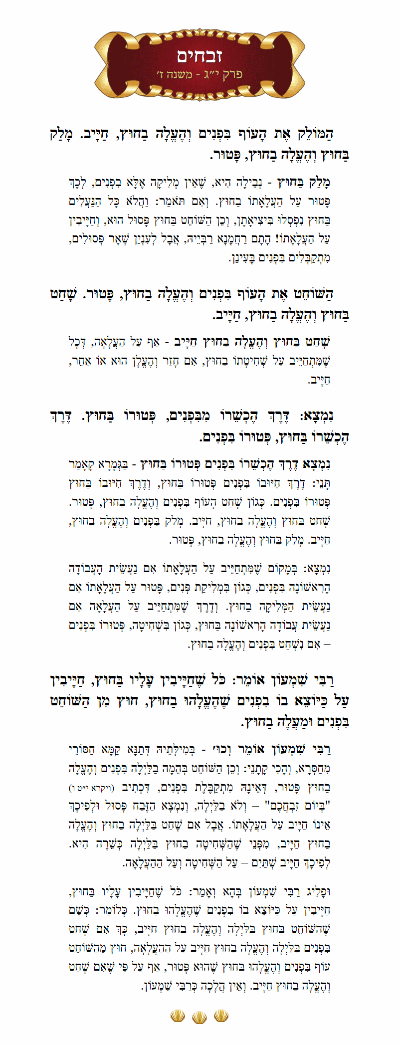 Masechta Zevachim Chapter 13 Mishnah 7 with commentary